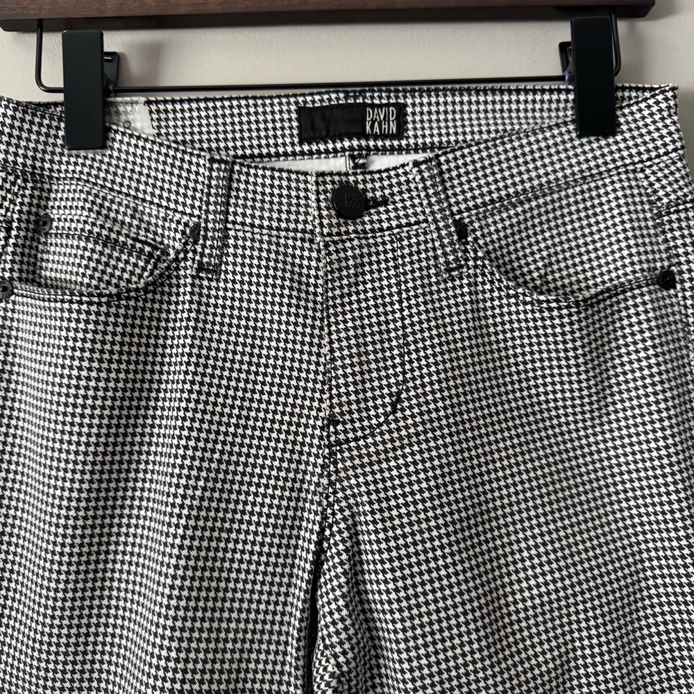 DAVID KAHN NIKKI ANKLE BLACK & WHITE HOUNDSTOOTH PANTS SIZE 28 - Picture 3 of 7